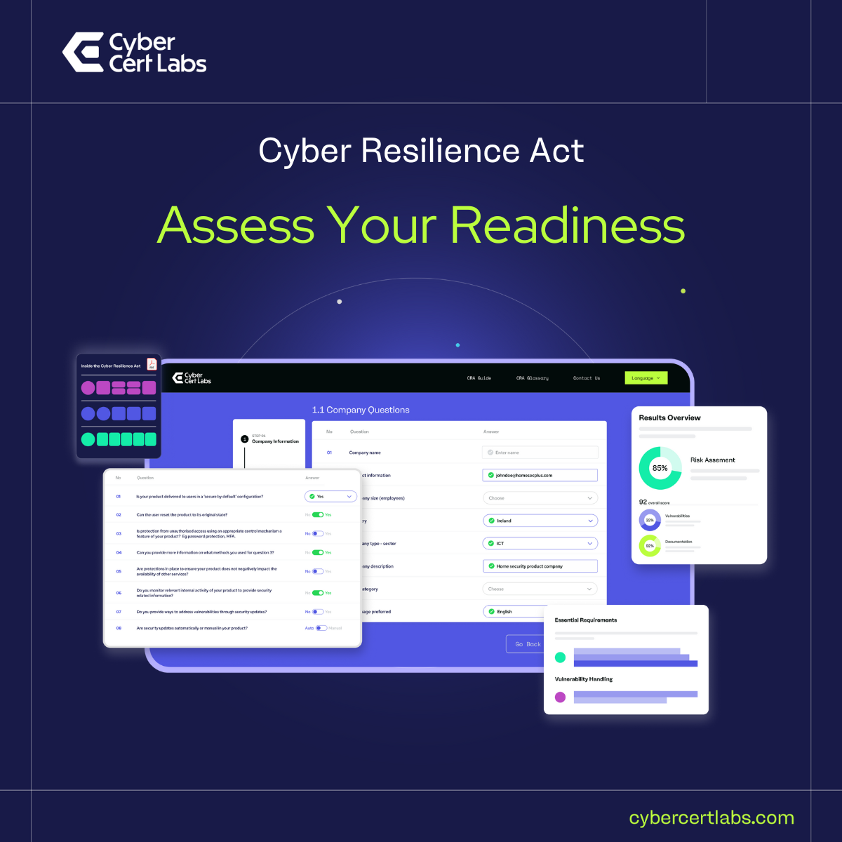 Image of the Readiness Assessment screens